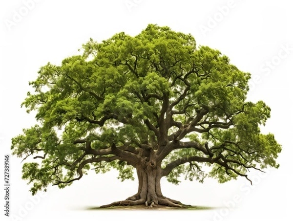 Obraz Tree with Deep Roots Stability and Growth Isolated on White Background AI Generated