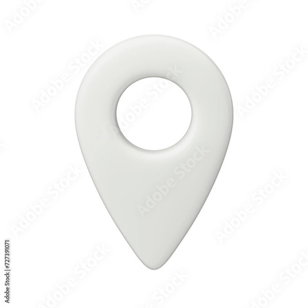 Obraz volumetric realistic white model of a geographic marker or geographic position. Symbol, sign or mark. 3d render