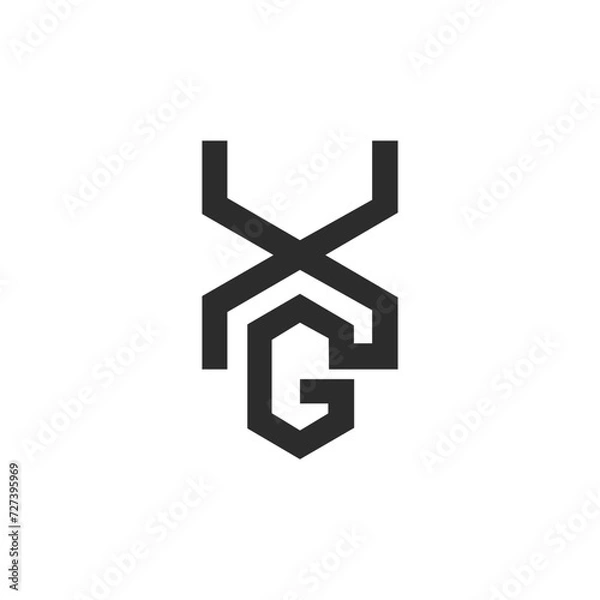 Fototapeta GX, XG, Abstract initial monogram letter alphabet logo design
