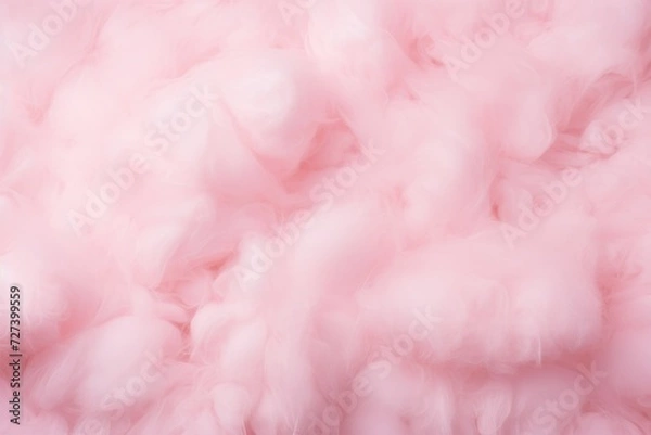 Fototapeta A fluffy pink cloud of cotton floss, perfect for crafting projects or adding a pop of color to decorations, Pink cotton candy background, Candy floss texture, AI Generated