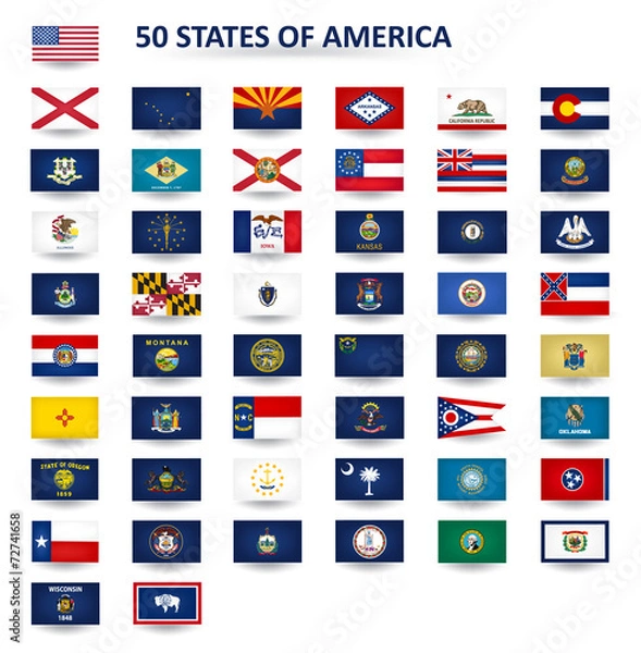 Obraz Pięćdziesiąt stanów amerykańskich