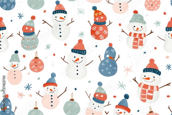 Fototapeta Seamless Pastel Winter Pattern Design
