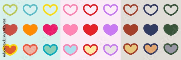Fototapeta Set of various hearts, with fresh, cute and natural colors
