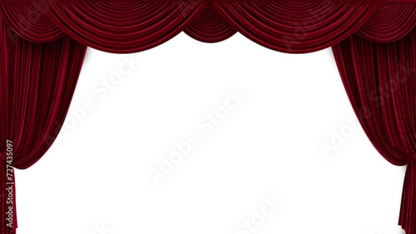 Obraz 3d render Velvet red theater curtains with alpha channel