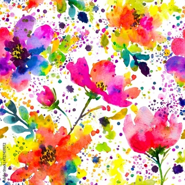 Obraz Watercolour seamless pattern. Botanical pattern. Flower pattern
