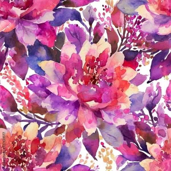 Obraz Watercolour seamless pattern. Botanical pattern. Flower pattern
