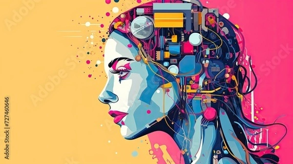 Obraz Machine learning recommendations solid color background