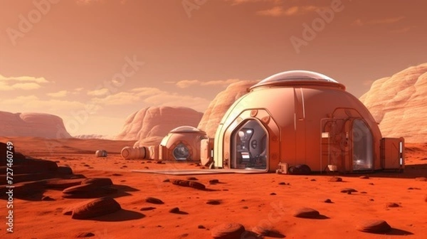 Obraz Mars habitat life support systems solid color background