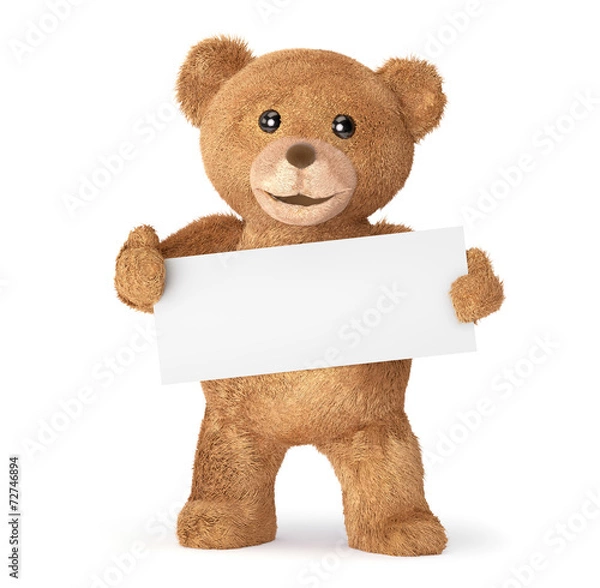 Obraz miś z pustą kartą