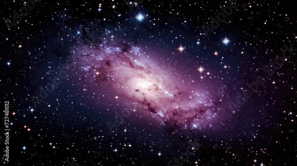 Obraz Beautiful colorful background. Galaxy or space in blue and purple colors with sparkles or lights or stars