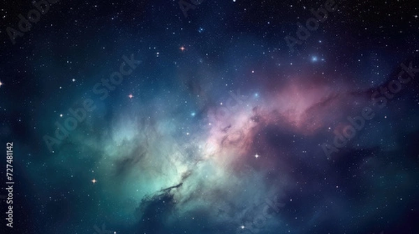 Obraz Beautiful colorful background. Galaxy or space in blue and purple colors with sparkles or lights or stars