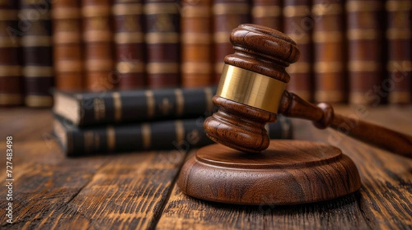 Fototapeta Judge and gavel in courtroom