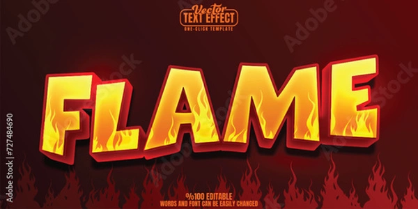 Fototapeta Fire editable text effect, customizable flame and burn 3D font style