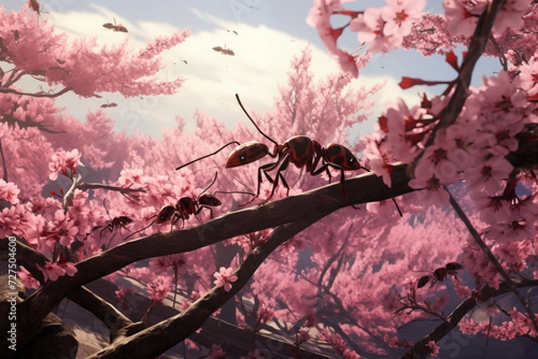 Obraz Ants in pink forest
