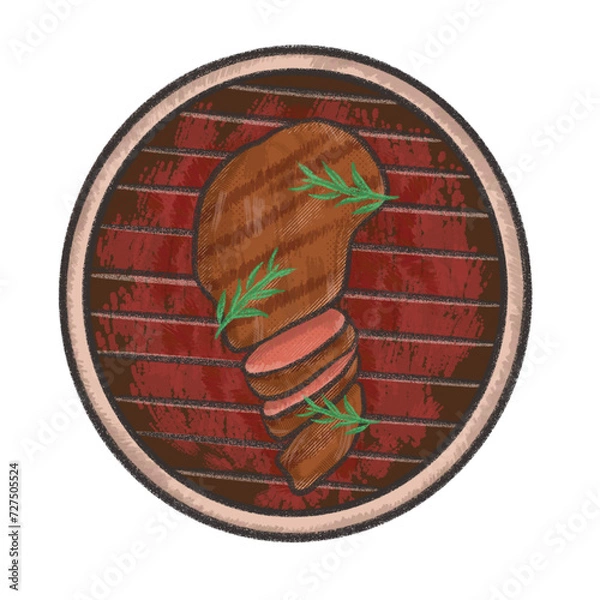 Obraz Grilled meat barbeque illustration