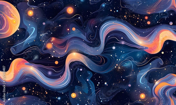 Fototapeta Seamless pattern illustration background inspired by the cosmos, Generative AI