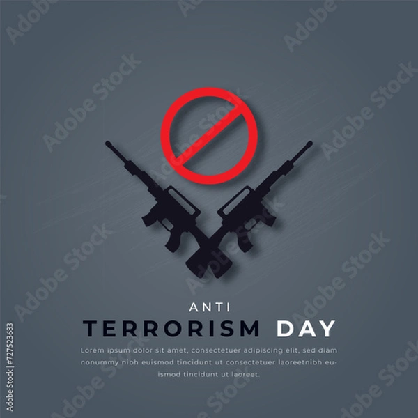 Obraz Anti Terrorism Day Paper cut style Vector Design Illustration for Background, Poster, Banner, Advertising, Greeting Card