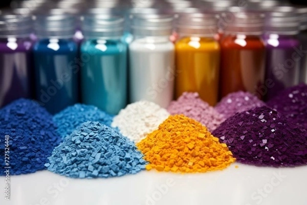 Obraz Polymeric pigment in granules for plastic coloring. Generative AI