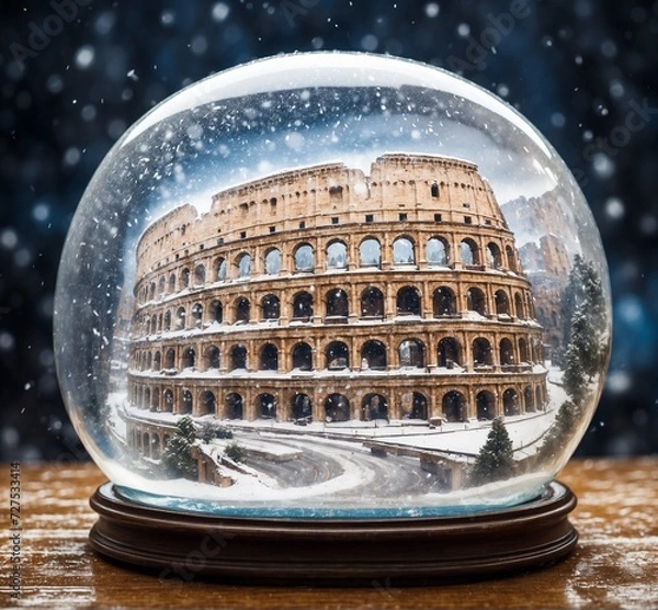 Obraz Snow globe with a view of the Colosseum in Rome, Italy