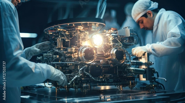 Obraz ISRO Scientists: Showcasing the Precision and Expertise in Preparing a Satellite for Space