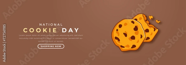 Obraz National Cookie Day Paper cut style Vector Design Illustration for Background, Poster, Banner, Advertising, Greeting Card