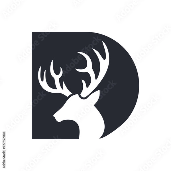 Obraz letter D and deer vector logo