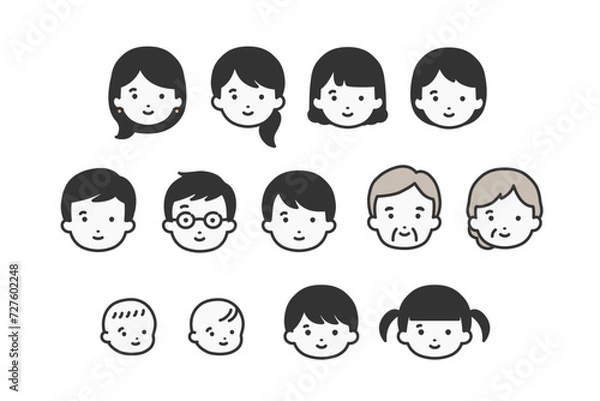 Obraz 様々な人物の顔アイコンイラスト素材