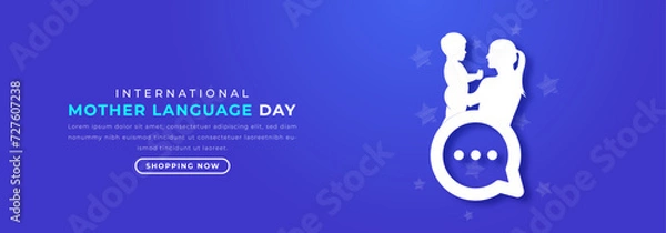 Fototapeta International Mother Language Day Paper cut style Vector Design Illustration for Background, Poster, Banner, Advertising, Greeting Card