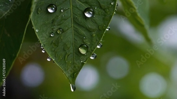 Obraz water drops on a leaf