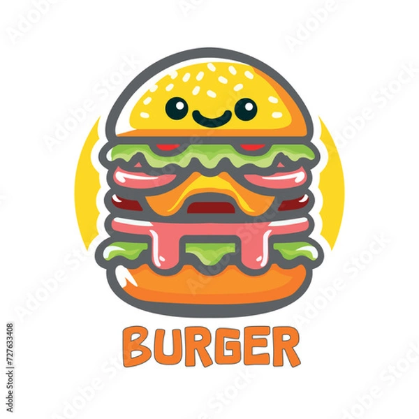 Fototapeta Logo burger with color yellow, editable stroke