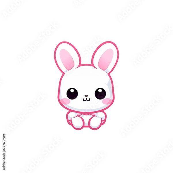 Fototapeta Kawaii bunny rabbit logo with transparent background