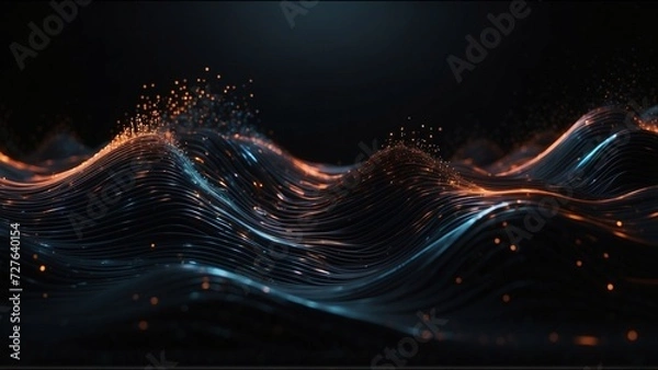Fototapeta Illustration of Abstract Waving Particle Technology Background Design.