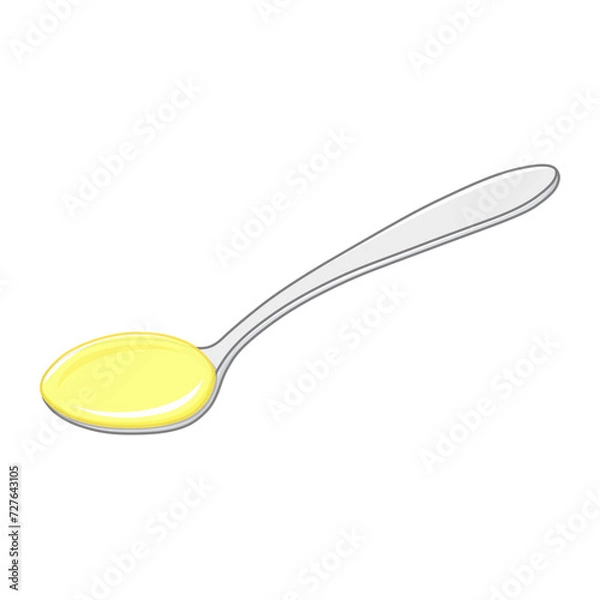 Fototapeta スプーンに盛られた黄色の液体（ハチミツ、シロップ）