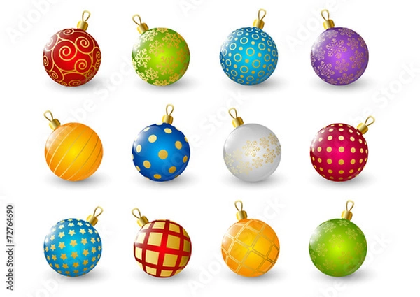 Fototapeta Set of color Christmas balls