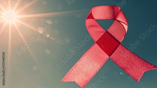 Fototapeta Colorful ribbon, World Cancer Day February 4 is World Cancer Day to support people living with cancer. Healthcare and medical concepts Free copy space for text