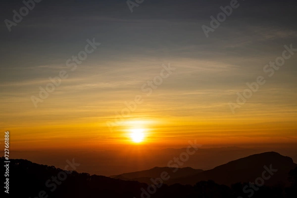 Obraz Beautiful sunset sky with clouds.