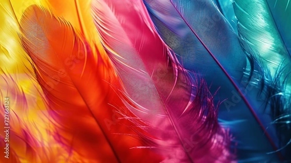 Obraz Rainbow Bright Colorful Feather Pattern Background - Vibrant Design

