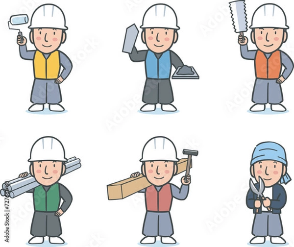 Fototapeta ガテン系職人のイラストセット