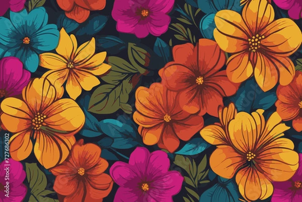 Fototapeta seamless background with flowers