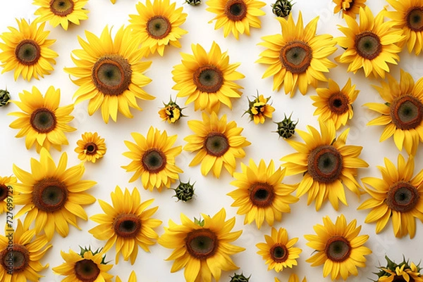 Fototapeta seamless pattern with sunflowers