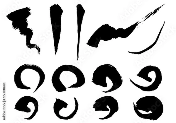 Obraz 手書き筆線、丸セット