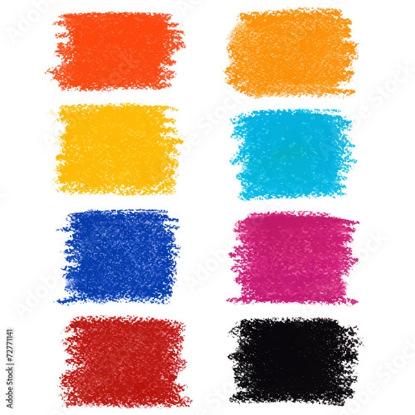 Obraz Set of pastel crayon spots, isolated on white background