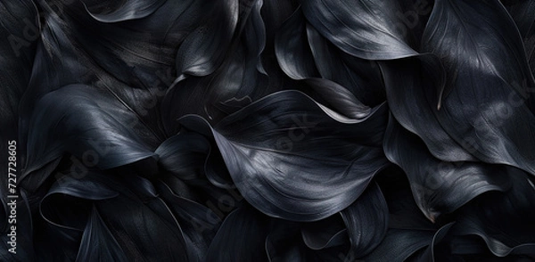 Fototapeta Textures of abstract black leaves for tropical leaf background. Flat lay, dark nature concept, tropical leaf, digital ai