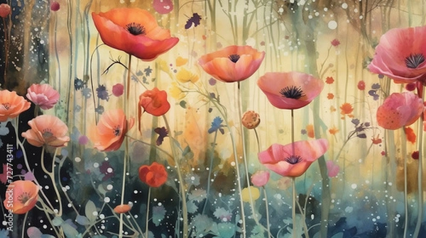 Obraz Poppy family and various flower backgrounds