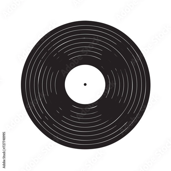 Obraz Vinyl record in cartoon, doodle style . Image for t shirt. Isolated 2d vector illustration in logo, icon, sketch style, Eps 10, black and white. AI Generative