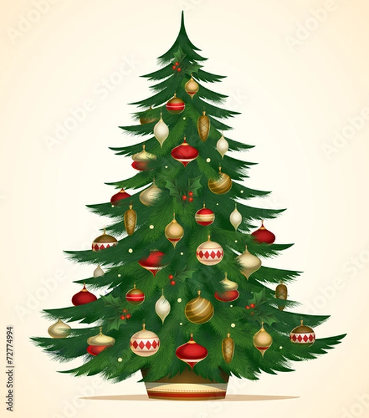 Obraz Christmas tree card. Vector illustration