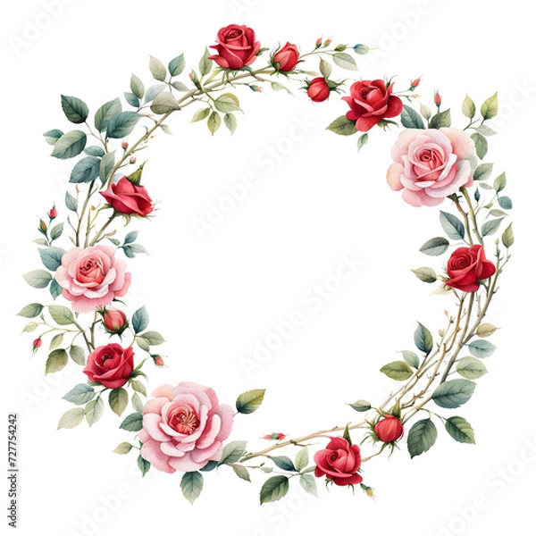 Fototapeta red-rose-floral-frame-floating-in-a-void-minimalist-aesthetic-high-resolution-photography-focus