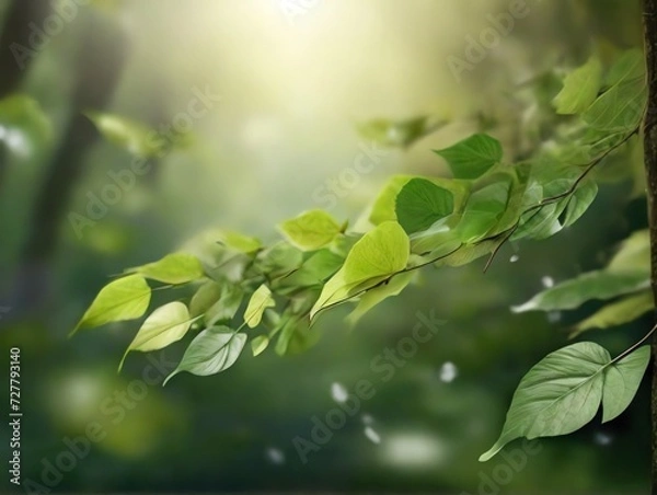 Fototapeta Leaves foliage flying refreshing purified from Generative AI