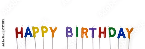 Obraz Happy Birthday candles, unlit, isolated on white