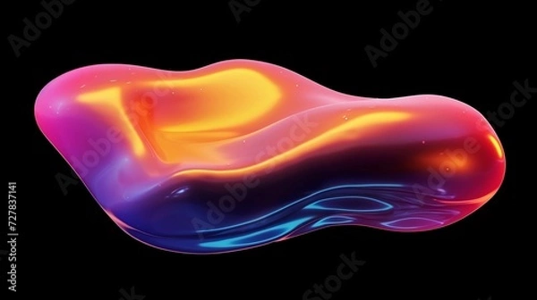 Fototapeta Gradient color floating liquid blob. 3d rendering image. with isolated background